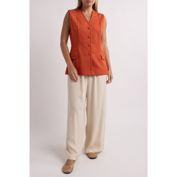 Vintage Orange Button Up Vest - Picture 2 of 6